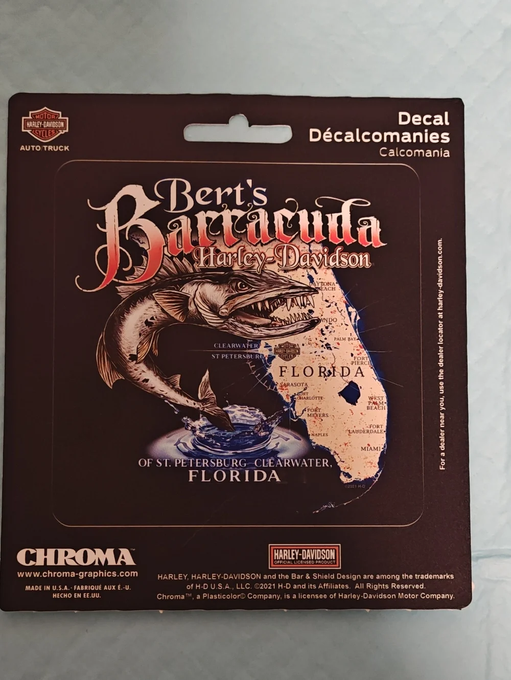Harley-Davidson Bert's Barracuda Decal – Black & Cream with Red Accents